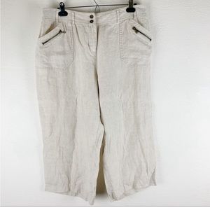 Style & Co. 100% Linen Beige Buttons Women’s Light Capri Pants